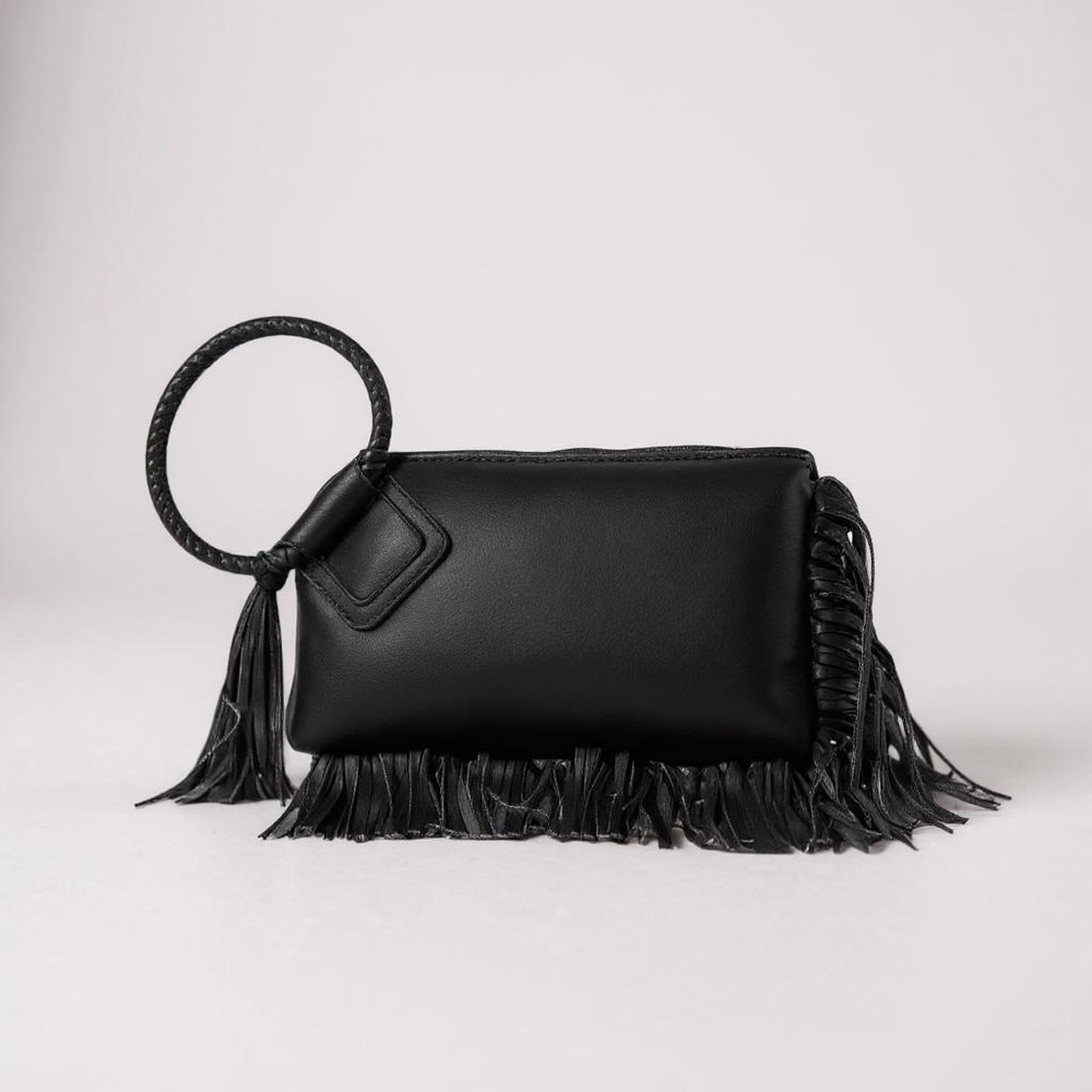 CITY FRINGE CUFF TASSEL WRISTLET CLUTCH PURSE
( Black)